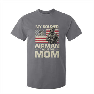 Proud Air Force Mom T Shirt For Kid My Soldier Airman Calls Me Mom US Flag TS10 Charcoal Print Your Wear