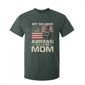 Proud Air Force Mom T Shirt For Kid My Soldier Airman Calls Me Mom US Flag TS10 Dark Forest Green Print Your Wear