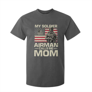Proud Air Force Mom T Shirt For Kid My Soldier Airman Calls Me Mom US Flag TS10 Dark Heather Print Your Wear