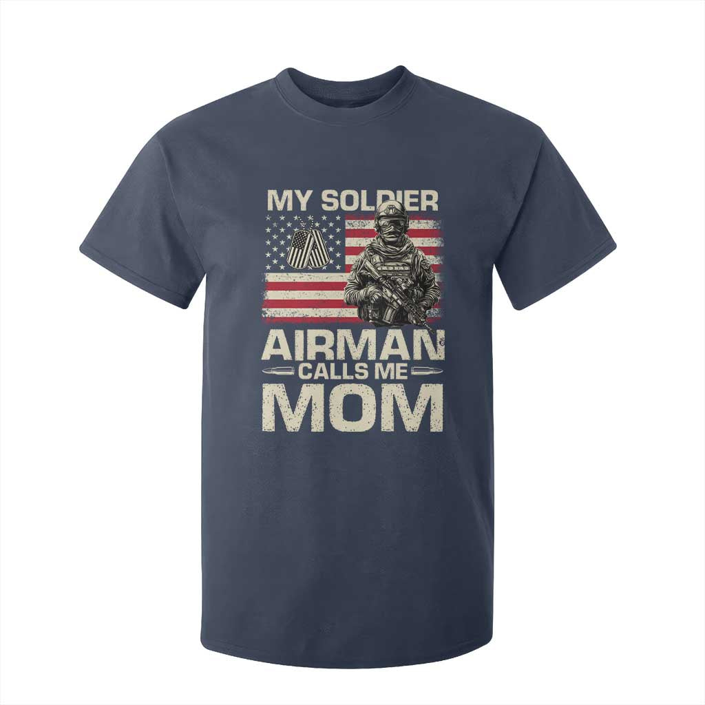 Proud Air Force Mom T Shirt For Kid My Soldier Airman Calls Me Mom US Flag TS10 Navy Print Your Wear