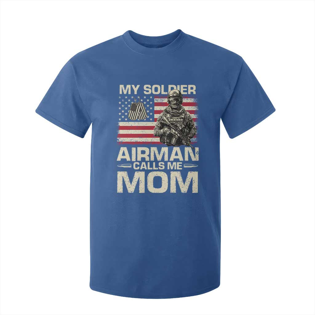 Proud Air Force Mom T Shirt For Kid My Soldier Airman Calls Me Mom US Flag TS10 Royal Blue Print Your Wear