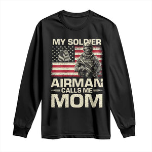 Proud Air Force Mom Long Sleeve Shirt My Soldier Airman Calls Me Mom US Flag TS10 Black Print Your Wear