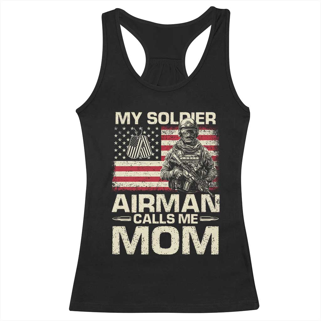 Proud Air Force Mom Racerback Tank Top My Soldier Airman Calls Me Mom US Flag TS10 Black Print Your Wear
