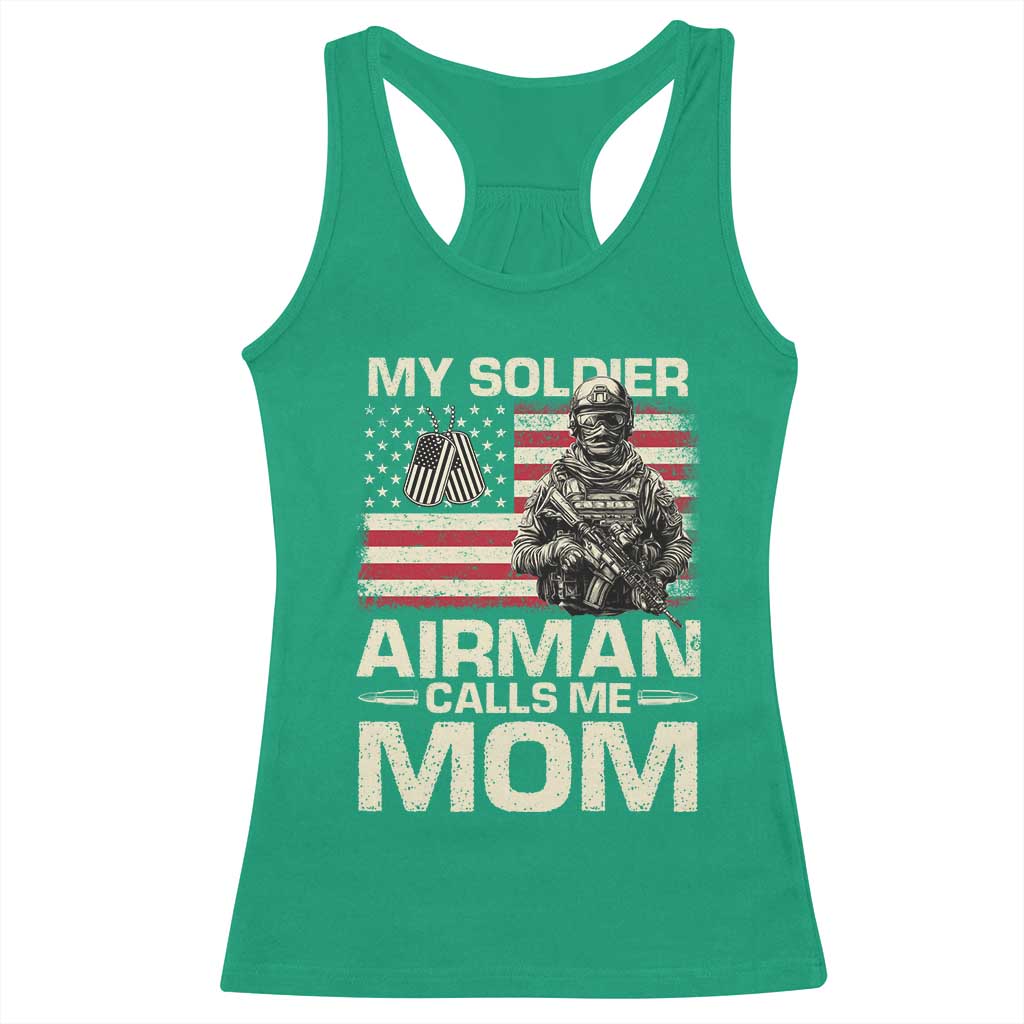 Proud Air Force Mom Racerback Tank Top My Soldier Airman Calls Me Mom US Flag TS10 Irish Green Print Your Wear