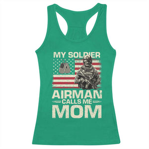 Proud Air Force Mom Racerback Tank Top My Soldier Airman Calls Me Mom US Flag TS10 Irish Green Print Your Wear