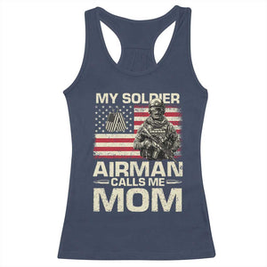 Proud Air Force Mom Racerback Tank Top My Soldier Airman Calls Me Mom US Flag TS10 Navy Print Your Wear