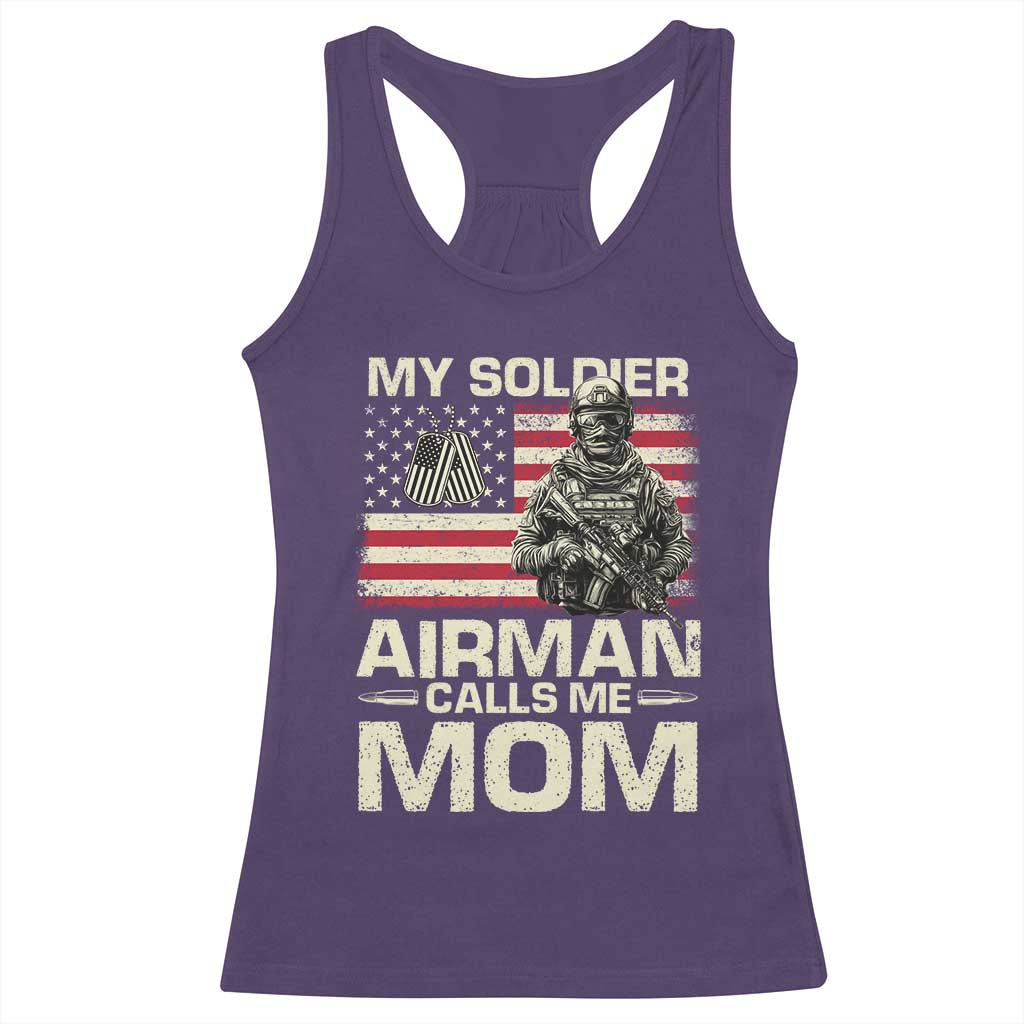 Proud Air Force Mom Racerback Tank Top My Soldier Airman Calls Me Mom US Flag TS10 Purple Print Your Wear