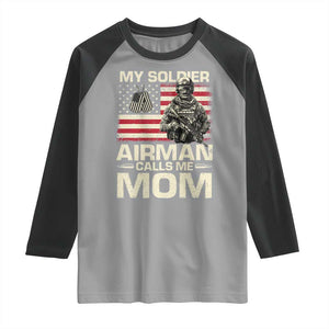 Proud Air Force Mom Raglan Shirt My Soldier Airman Calls Me Mom US Flag TS10 Sport Gray Black Print Your Wear