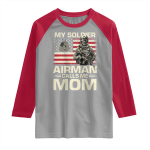 Proud Air Force Mom Raglan Shirt My Soldier Airman Calls Me Mom US Flag TS10 Sport Gray Red Print Your Wear