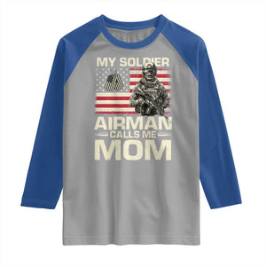 Proud Air Force Mom Raglan Shirt My Soldier Airman Calls Me Mom US Flag TS10 Sport Gray Royal Print Your Wear