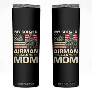 Proud Air Force Mom Skinny Tumbler My Soldier Airman Calls Me Mom US Flag TS10 Black Print Your Wear