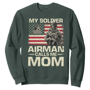 Proud Air Force Mom Sweatshirt My Soldier Airman Calls Me Mom US Flag TS10 Dark Forest Green Print Your Wear