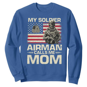 Proud Air Force Mom Sweatshirt My Soldier Airman Calls Me Mom US Flag TS10 Royal Blue Print Your Wear