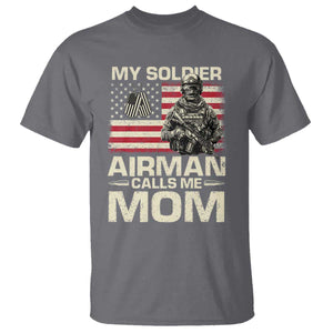 Proud Air Force Mom T Shirt My Soldier Airman Calls Me Mom US Flag TS10 Charcoal Print Your Wear