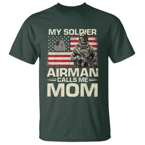 Proud Air Force Mom T Shirt My Soldier Airman Calls Me Mom US Flag TS10 Dark Forest Green Print Your Wear