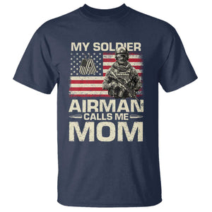 Proud Air Force Mom T Shirt My Soldier Airman Calls Me Mom US Flag TS10 Navy Print Your Wear