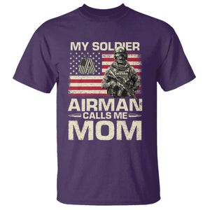 Proud Air Force Mom T Shirt My Soldier Airman Calls Me Mom US Flag TS10 Purple Print Your Wear