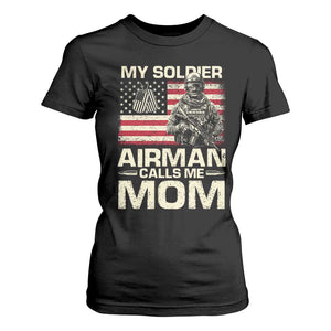 Proud Air Force Mom T Shirt For Women My Soldier Airman Calls Me Mom US Flag TS10 Black Print Your Wear
