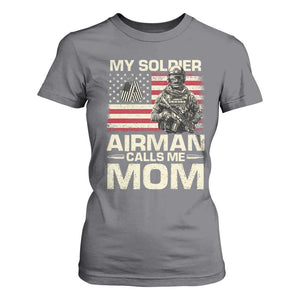 Proud Air Force Mom T Shirt For Women My Soldier Airman Calls Me Mom US Flag TS10 Charcoal Print Your Wear