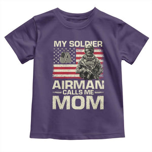 Proud Air Force Mom Toddler T Shirt My Soldier Airman Calls Me Mom US Flag TS10 Purple Print Your Wear