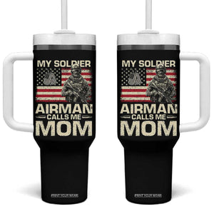 Proud Air Force Mom Tumbler With Handle My Soldier Airman Calls Me Mom US Flag TS10 One Size: 40 oz Black Print Your Wear