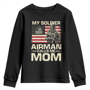 Proud Air Force Mom Youth Sweatshirt My Soldier Airman Calls Me Mom US Flag TS10 Black Print Your Wear
