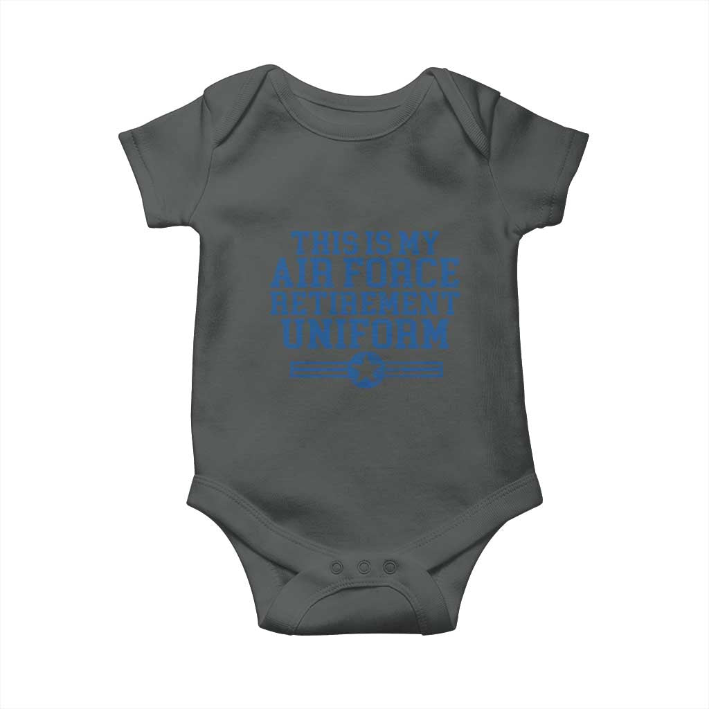 Veteran US Air Force Baby Onesie This Is My Retirement Uniform TS10 Dark Heather Print Your Wear