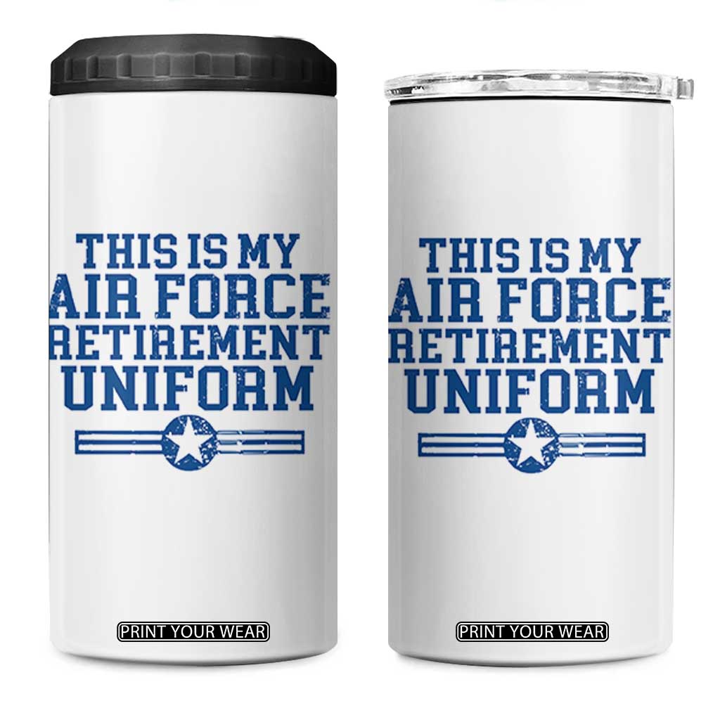 Veteran US Air Force 4 in 1 Can Cooler Tumbler This Is My Retirement Uniform TS10 One Size: 16 oz White Print Your Wear