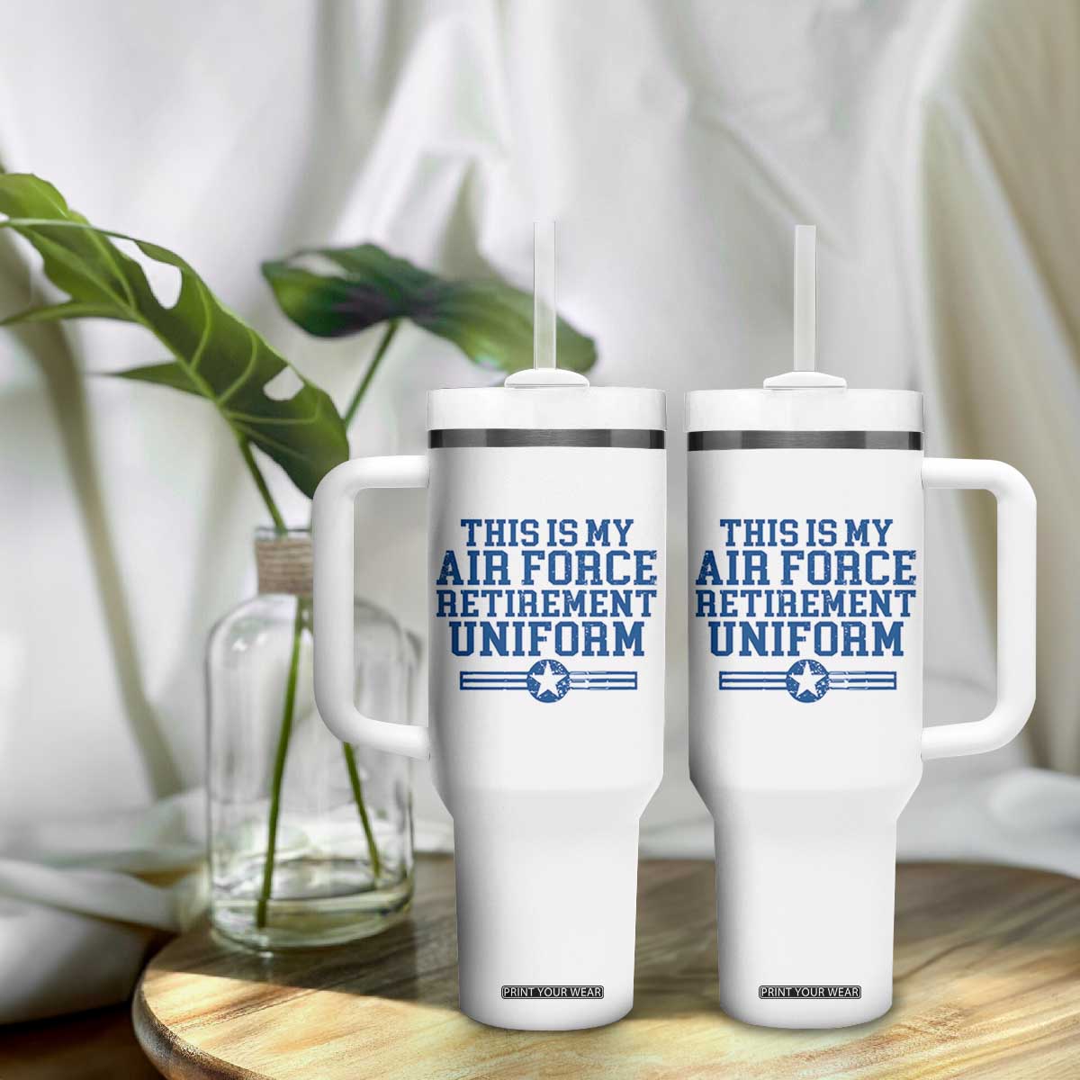 Veteran US Air Force Tumbler With Handle This Is My Retirement Uniform TS10 Print Your Wear