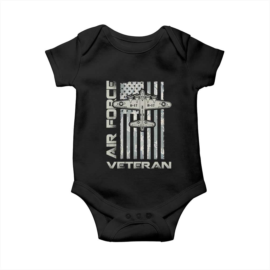 Air Force Veteran Baby Onesie Vintage Camo USA Flag Veterans TS10 Black Print Your Wear
