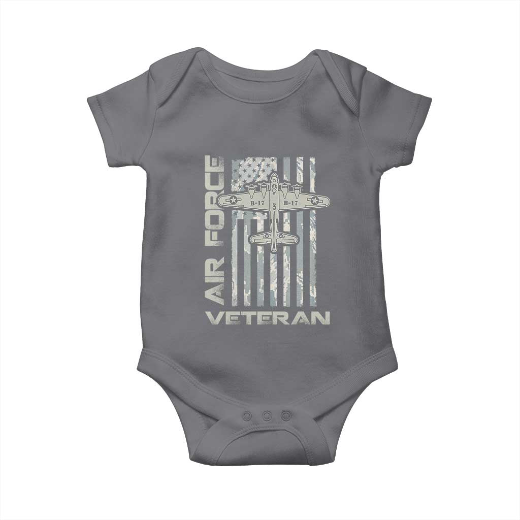 Air Force Veteran Baby Onesie Vintage Camo USA Flag Veterans TS10 Charcoal Print Your Wear