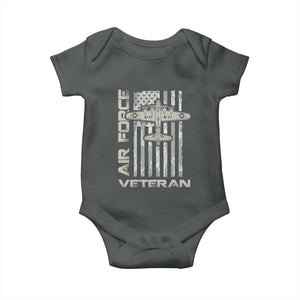 Air Force Veteran Baby Onesie Vintage Camo USA Flag Veterans TS10 Dark Heather Print Your Wear