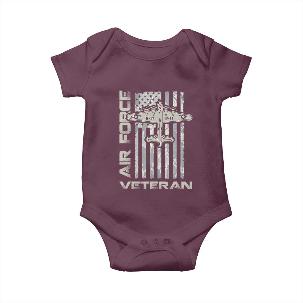 Air Force Veteran Baby Onesie Vintage Camo USA Flag Veterans TS10 Maroon Print Your Wear
