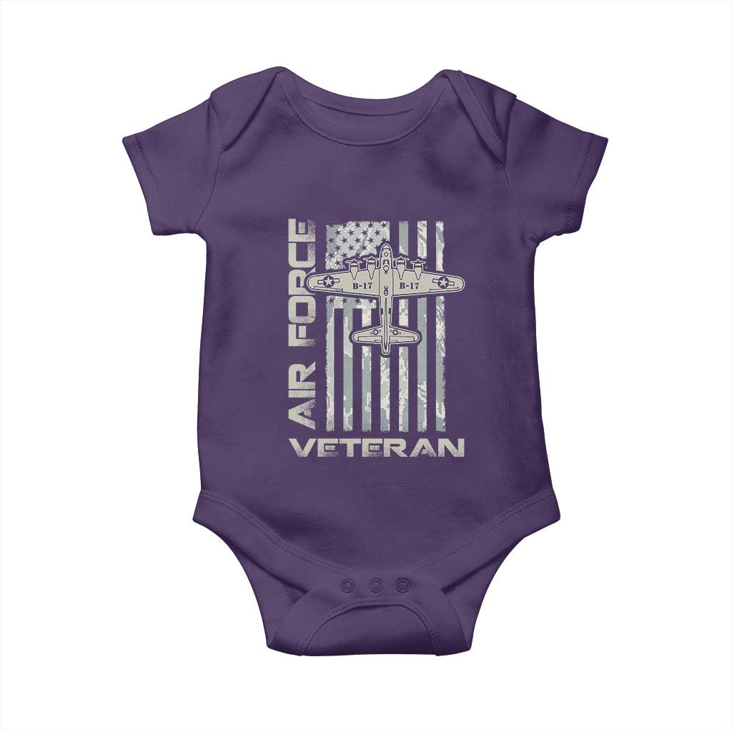Air Force Veteran Baby Onesie Vintage Camo USA Flag Veterans TS10 Purple Print Your Wear