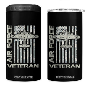 Air Force Veteran 4 in 1 Can Cooler Tumbler Vintage Camo USA Flag Veterans TS10 One Size: 16 oz Black Print Your Wear