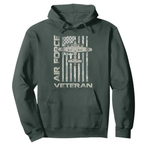 Air Force Veteran Hoodie Vintage Camo USA Flag Veterans TS10 Dark Forest Green Print Your Wear