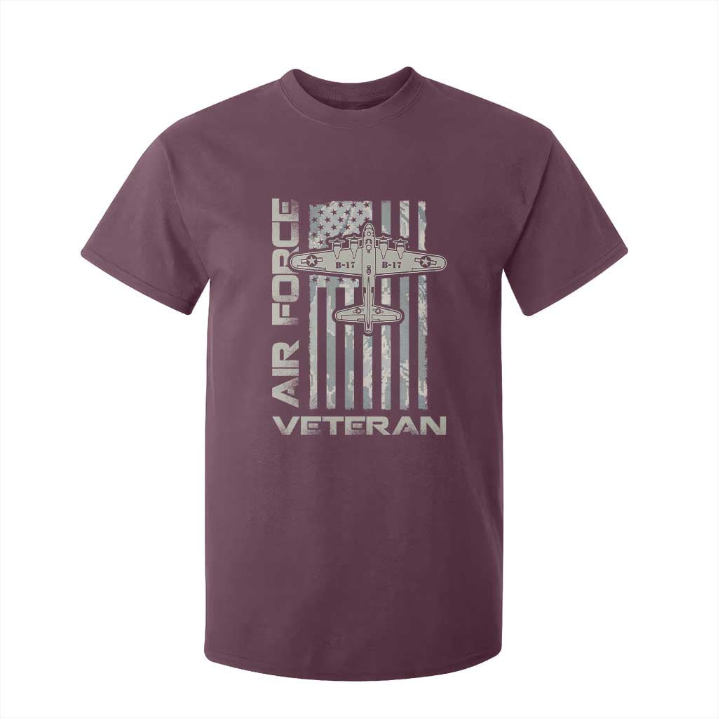 Air Force Veteran T Shirt For Kid Vintage Camo USA Flag Veterans TS10 Maroon Print Your Wear