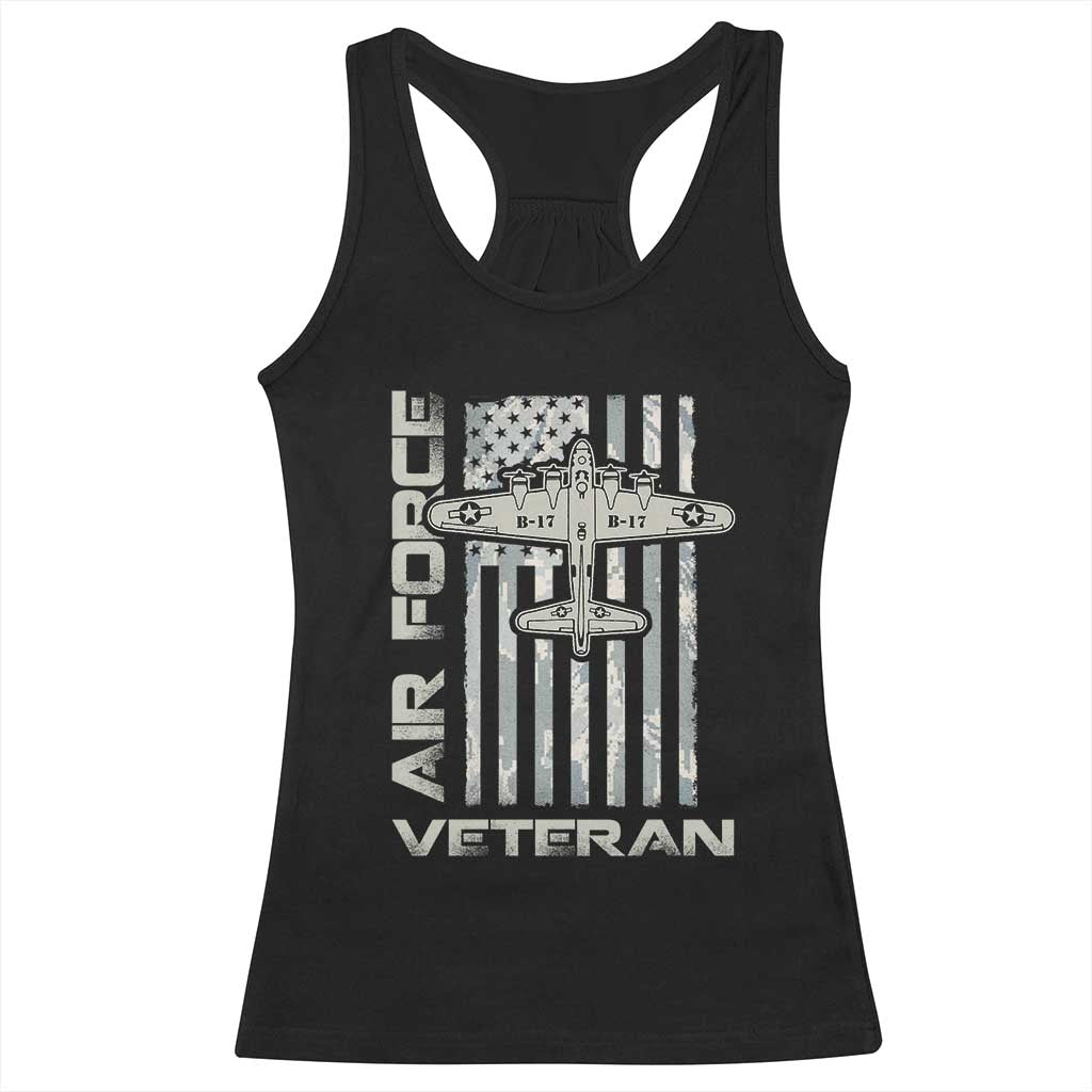 Air Force Veteran Racerback Tank Top Vintage Camo USA Flag Veterans TS10 Black Print Your Wear