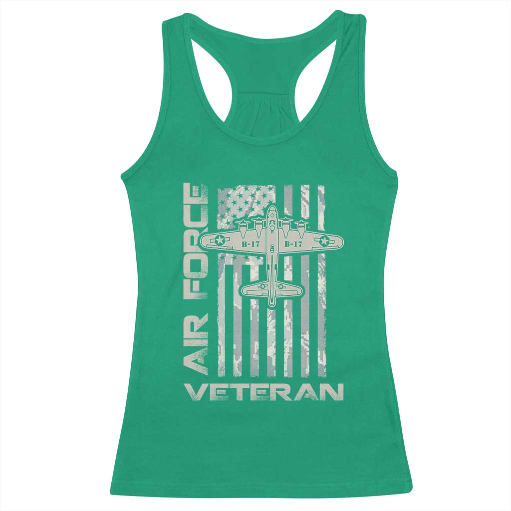 Air Force Veteran Racerback Tank Top Vintage Camo USA Flag Veterans TS10 Irish Green Print Your Wear