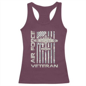 Air Force Veteran Racerback Tank Top Vintage Camo USA Flag Veterans TS10 Maroon Print Your Wear