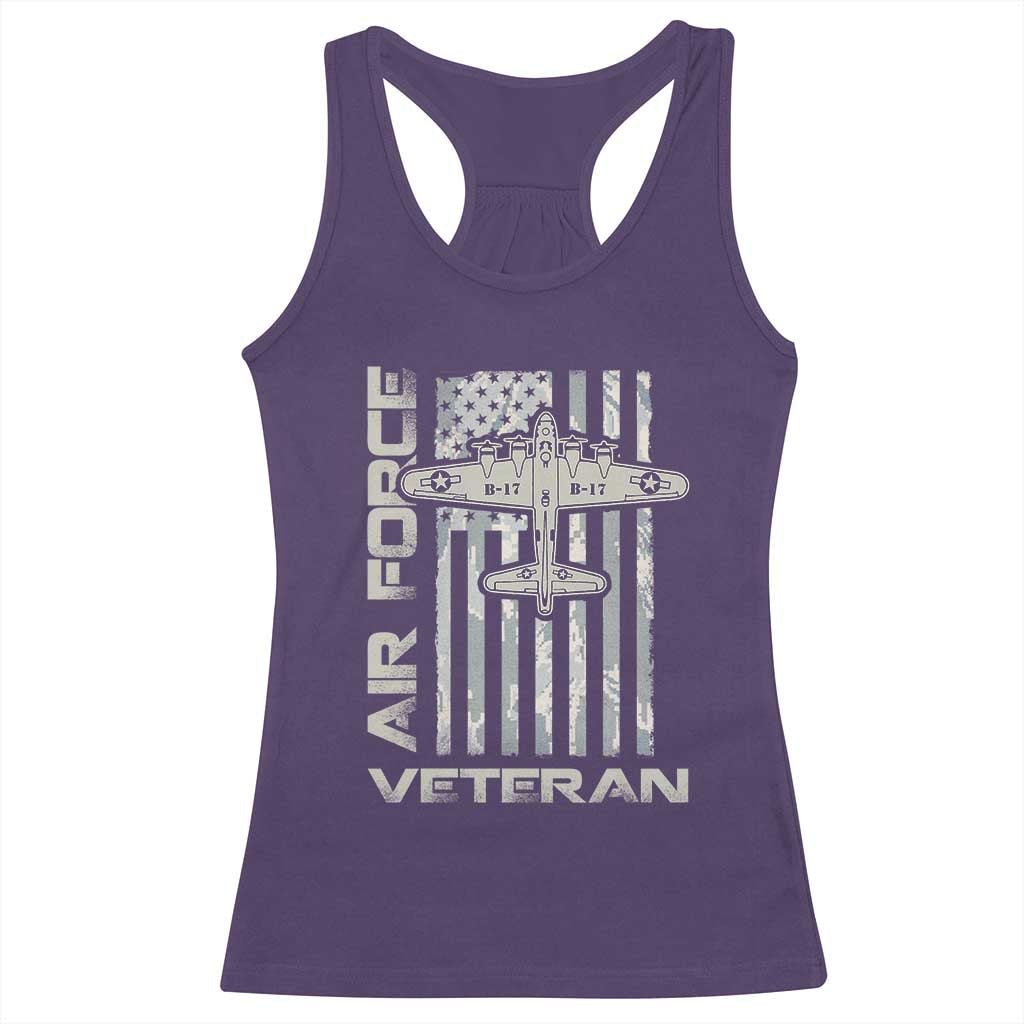 Air Force Veteran Racerback Tank Top Vintage Camo USA Flag Veterans TS10 Purple Print Your Wear