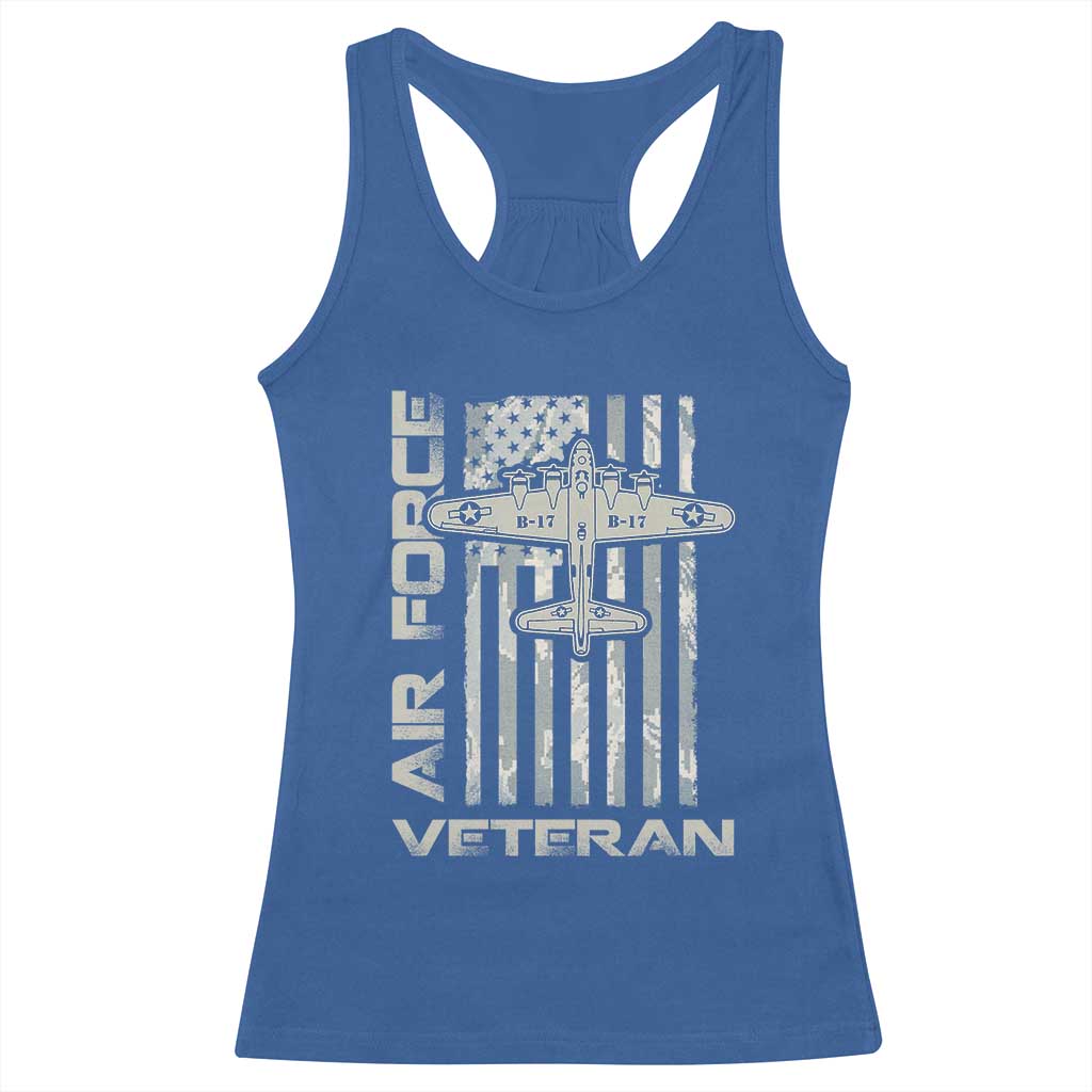 Air Force Veteran Racerback Tank Top Vintage Camo USA Flag Veterans TS10 Royal Blue Print Your Wear