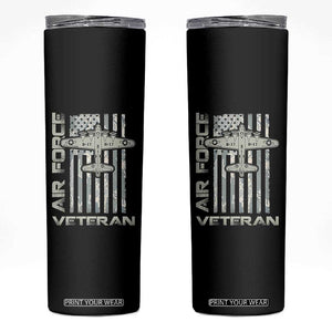 Air Force Veteran Skinny Tumbler Vintage Camo USA Flag Veterans TS10 Black Print Your Wear