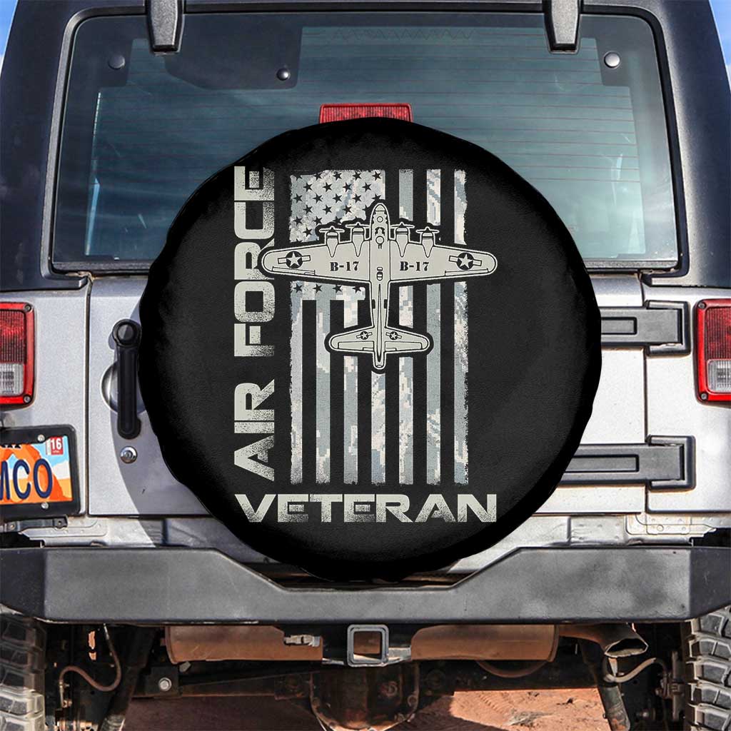 Air Force Veteran Spare Tire Cover Vintage Camo USA Flag Veterans TS10 No hole Black Print Your Wear