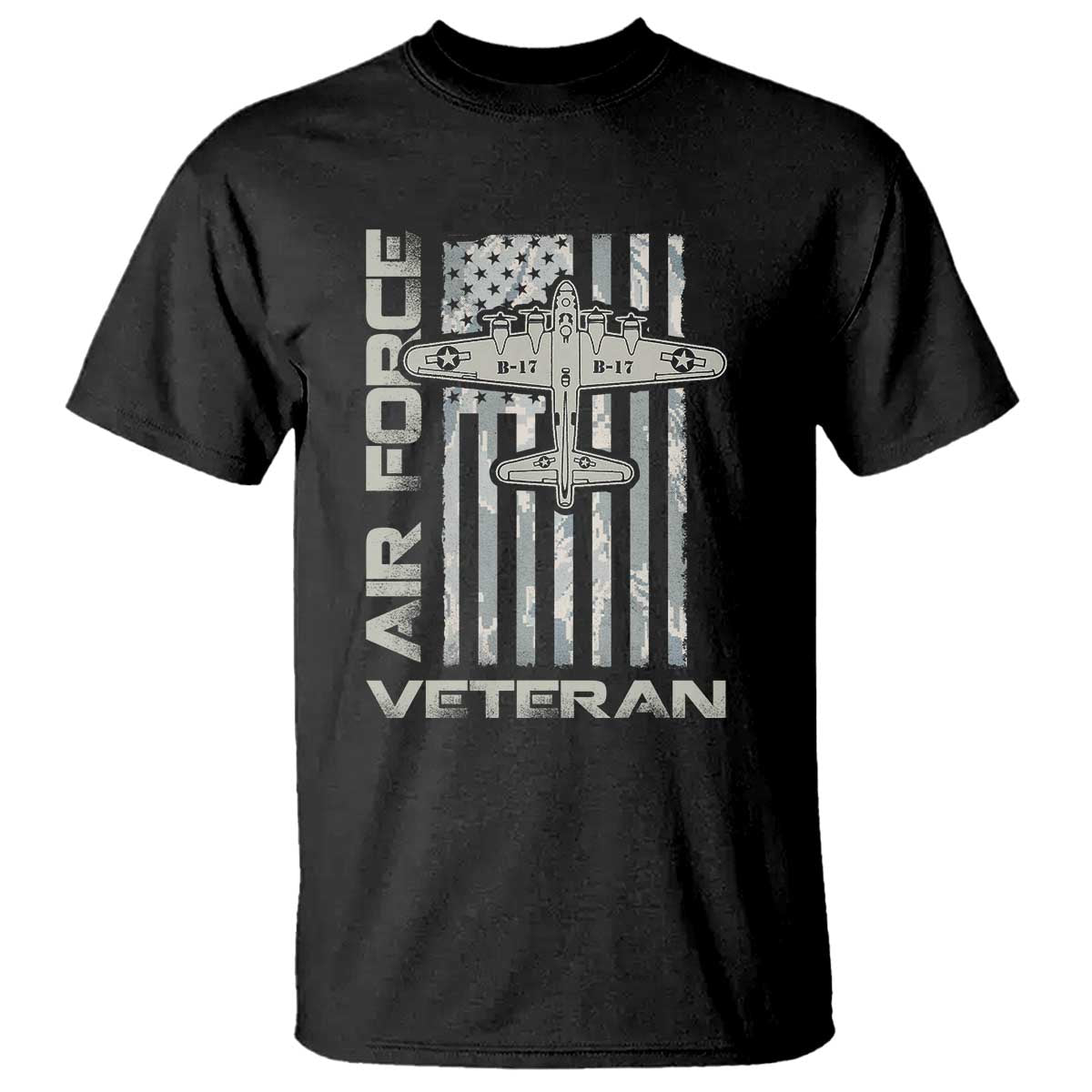 Air Force Veteran T Shirt Vintage Camo USA Flag Veterans TS10 Black Print Your Wear
