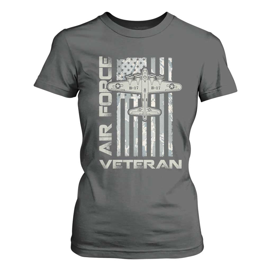 Air Force Veteran T Shirt For Women Vintage Camo USA Flag Veterans TS10 Dark Heather Print Your Wear
