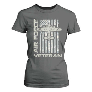 Air Force Veteran T Shirt For Women Vintage Camo USA Flag Veterans TS10 Dark Heather Print Your Wear