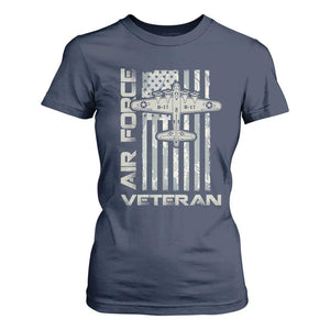 Air Force Veteran T Shirt For Women Vintage Camo USA Flag Veterans TS10 Navy Print Your Wear