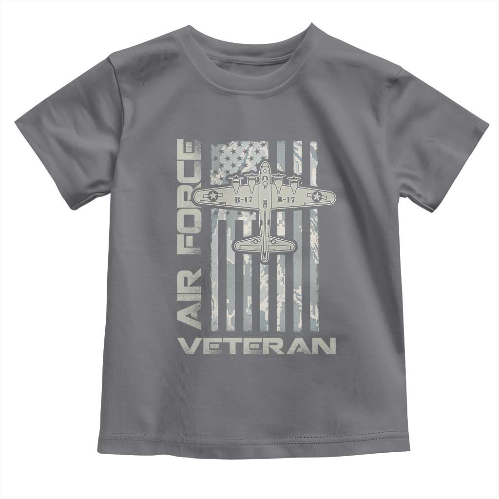 Air Force Veteran Toddler T Shirt Vintage Camo USA Flag Veterans TS10 Charcoal Print Your Wear