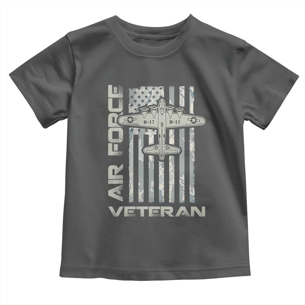 Air Force Veteran Toddler T Shirt Vintage Camo USA Flag Veterans TS10 Dark Heather Print Your Wear